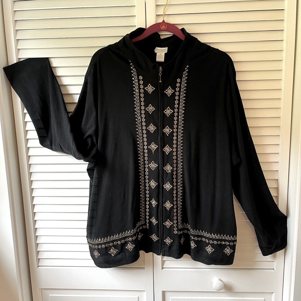 Tantrums Woman Lightweight Banded Collar Zip Jacket with Pockets Size 2X